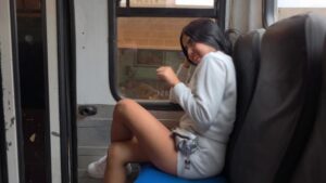 She sucks my dick on a public bus and then we earn at a hotel.
